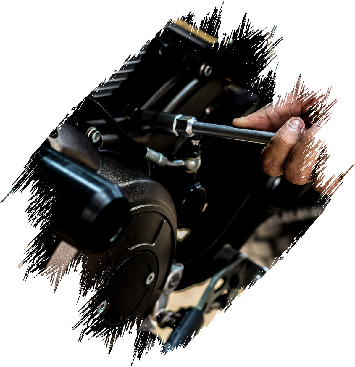 Hand tightening motorcycle engine bolt