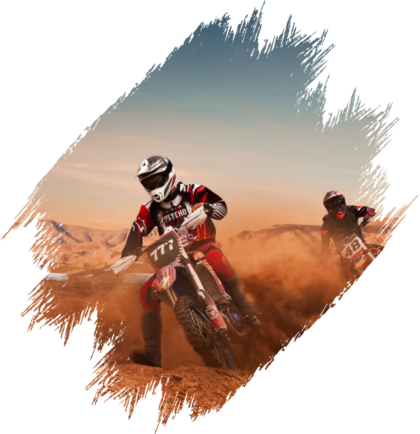 Off-road motorbikes in action on dunes