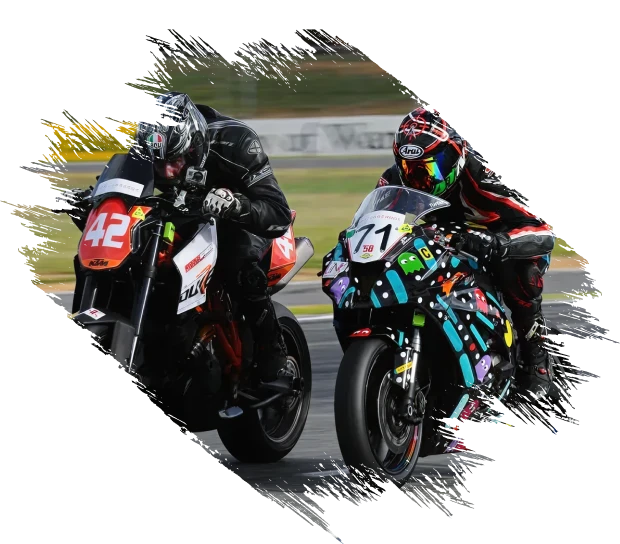 Close-up of two racing motorcycles