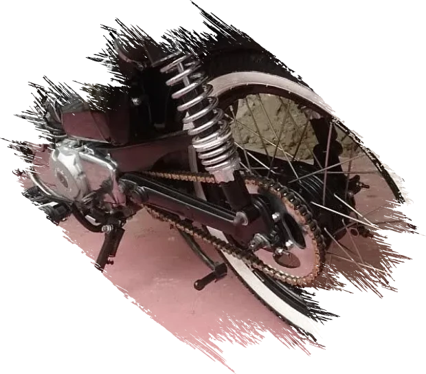 Close-up of bike chain and suspension